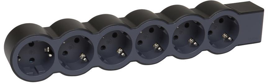 Разклонител ЧЕРЕН 6x2P+E без кабел Standard NEW Legrand