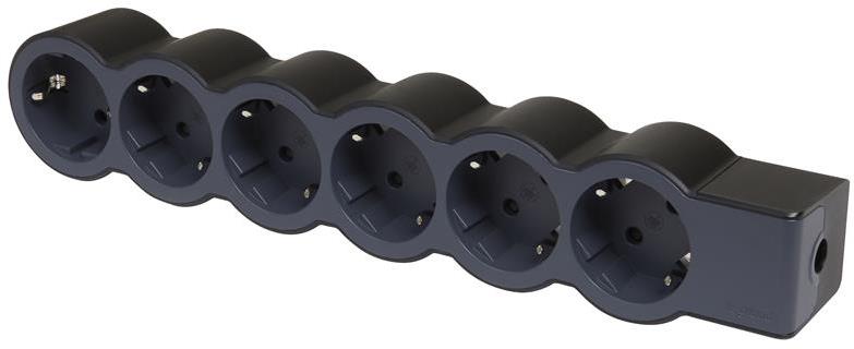 Разклонител ЧЕРЕН 6x2P+E без кабел Standard NEW Legrand