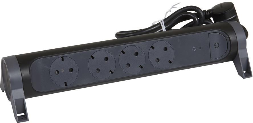 Разклонител ЧЕРЕН 4x2P+E с кабел 1.5 метра с гръмозащита Premium NEW Legrand