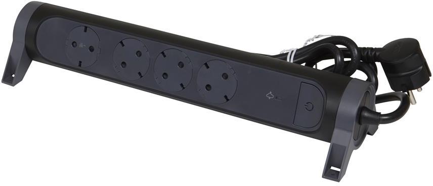 Разклонител ЧЕРЕН 4x2P+E с кабел 1.5 метра с гръмозащита Premium NEW Legrand