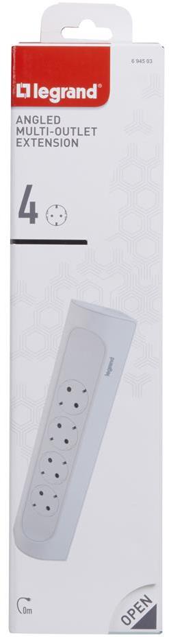 Разклонител ъглов бял 4x2P+E без кабел Corner NEW Legrand