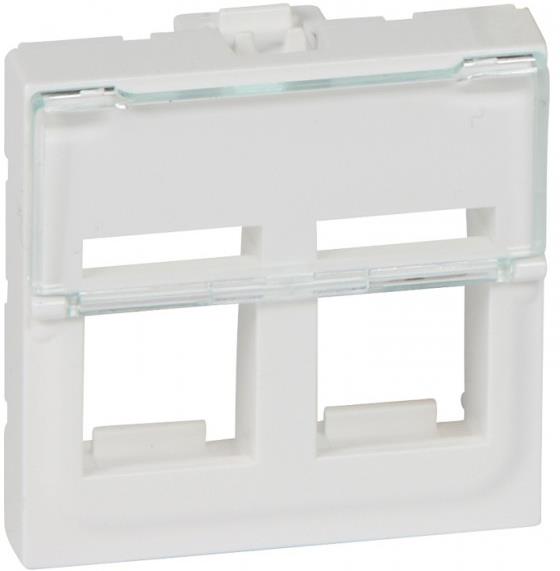 Лицев панел бял 45х45мм за 2х RJ45 Keystone, плосък прав изход Legrand