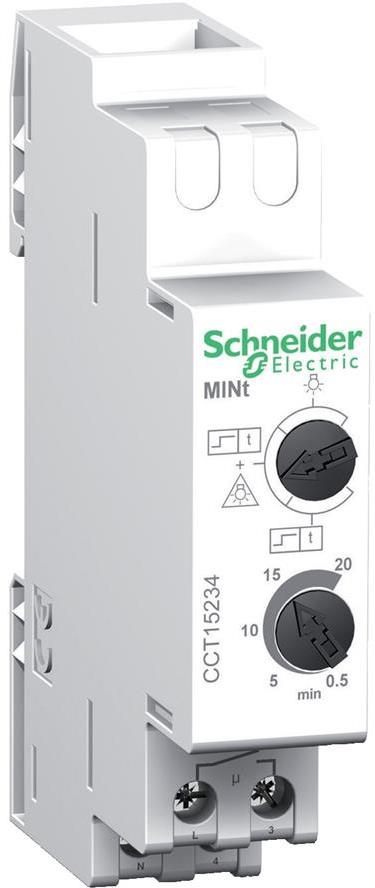 Стълбищен автомат Acti 9 MINt, 2x 0.5m-20m, 1c/o 16A, 230Vac 1 модул SE