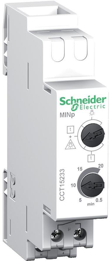 Стълбищен автомат Acti 9 MINp, 2x 0.5m-20m, 1c/o 16A, 230Vac 1 модул SE