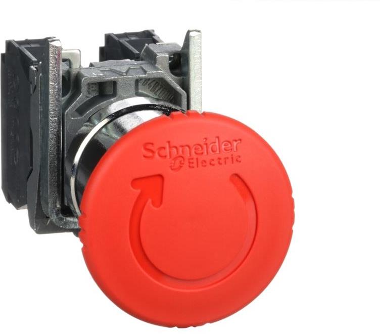 Авариен стоп червен Ф40мм 1NO-1NC освобождаване със завъртане Ø22mm XB4 SE