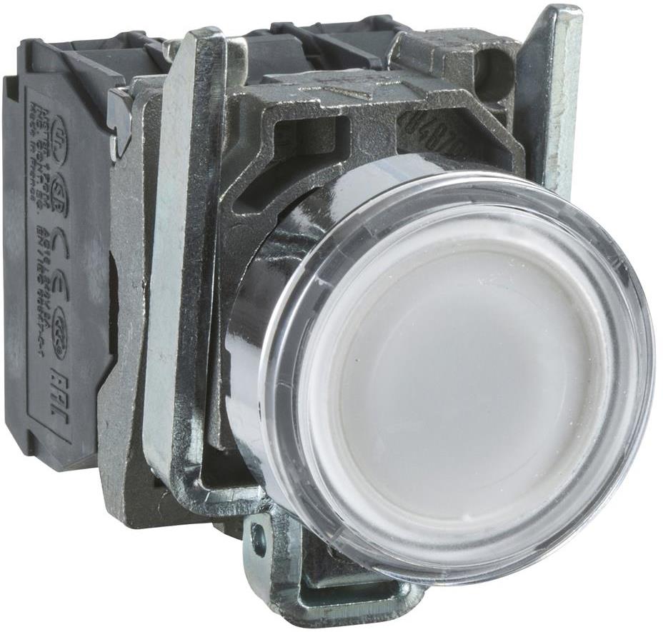 Бутон сглобен бял 1NO-1NC светещ 230...240Vac Ø22mm XB4 SE