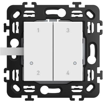 Сценариен Smart ключ 2 мод. с 4 сценария БЕЗжичен с носеща рамка цвят Бял Classia Bticino с Netatmo