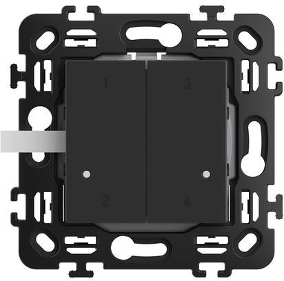 Сценариен Smart ключ 2 мод. с 4 сценария БЕЗжичен с носеща рамка цвят Черен Classia Bticino с Netatmo