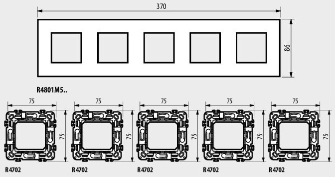 Рамка 2+2+2+2+2 мод. цвят Бял (White) Classia Bticino /блистер/