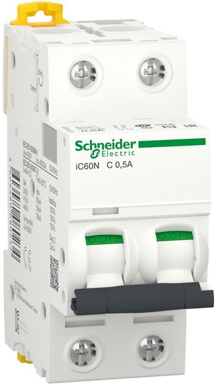 Автоматичен прекъсвач Acti 9 iC60N 2P 0.5A крива C 6kA SE