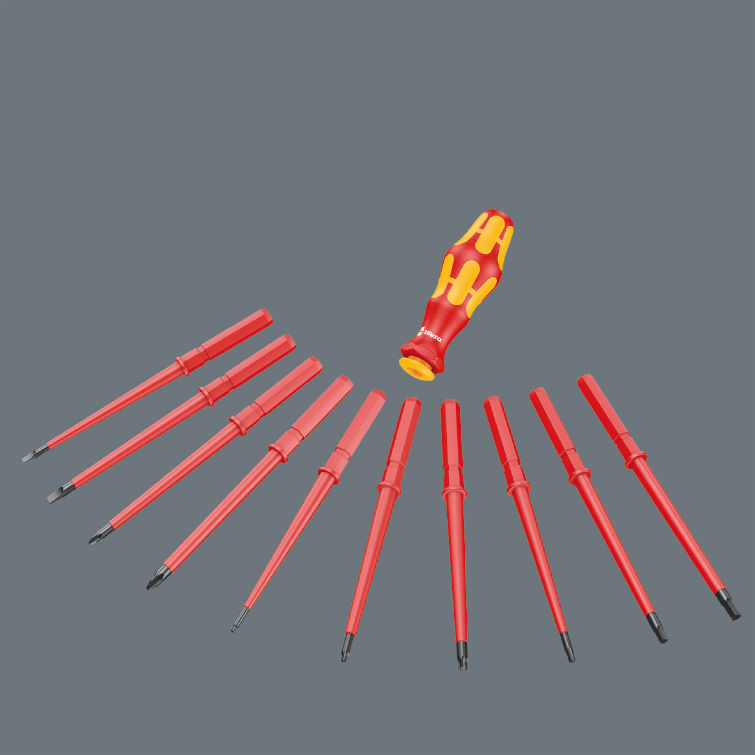 Комплект отвертка с изолирани остриета, тресчотка с вложки, адаптери с битове, фазомер и гаечен ключ, Kraftform Kompakt W1 Wera