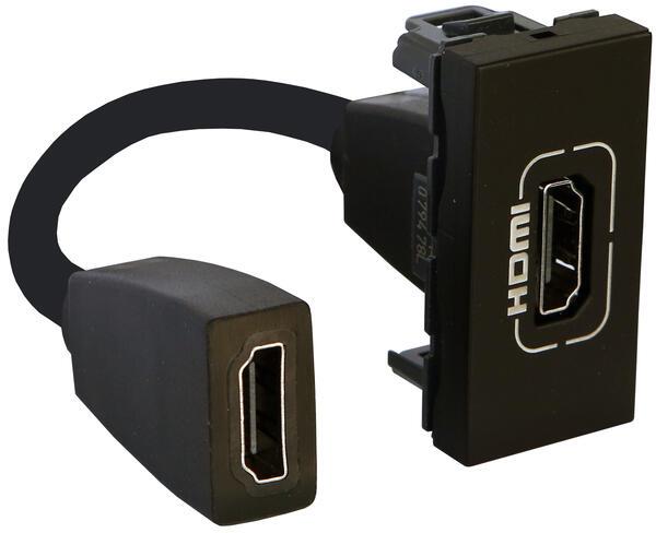 Розетка HDMI 1 мод. с кабел 15см. цвят Черен Mosaic Legrand