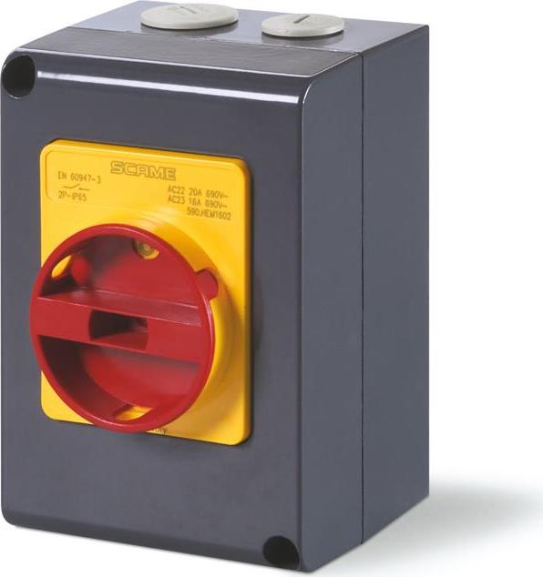 Взривозащитен пакетен прекъсвач алуминиева кутия 2 полюса 20A IP65 зона 21/22 Scame