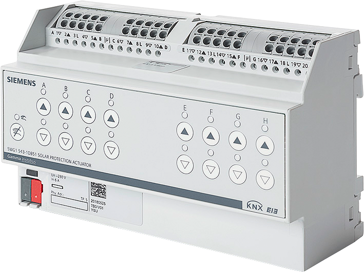 Актуатор щори N543D51 8х 230Vac 6A 8DIN KNX Siemens