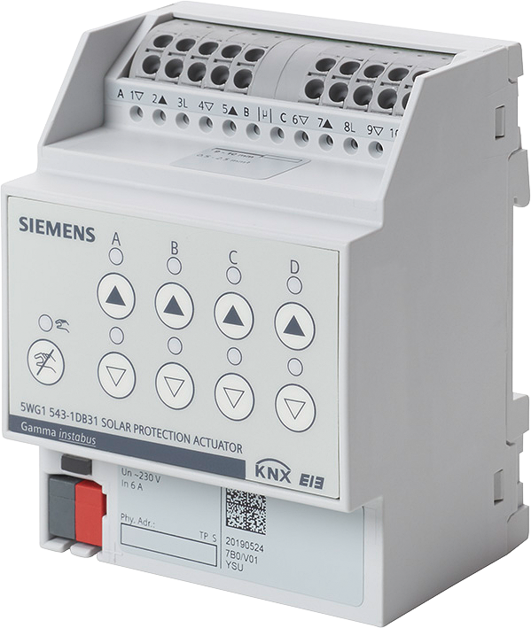 Актуатор щори N543D31 4х 230Vac 6A 4DIN KNX Siemens