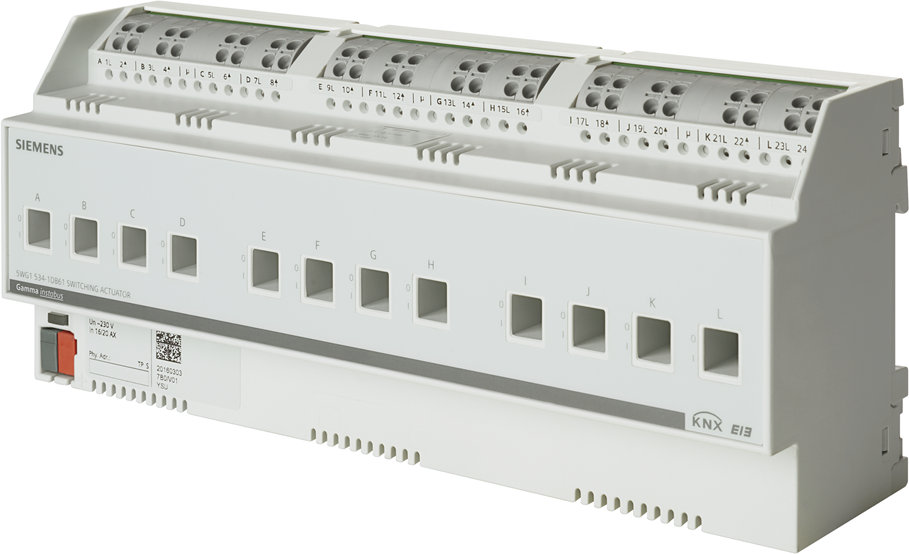 Актуатор изходи N534D61 12х 230Vac 16A 12DIN KNX Siemens