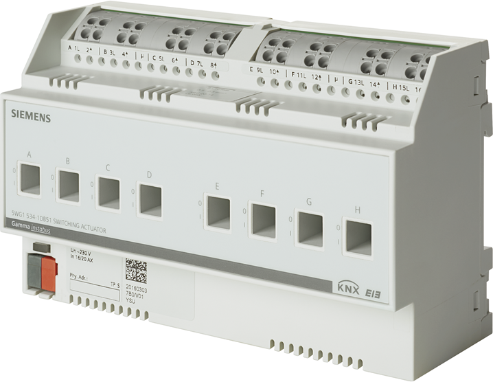 Актуатор изходи N534D51 8х 230Vac 16A 8DIN KNX Siemens
