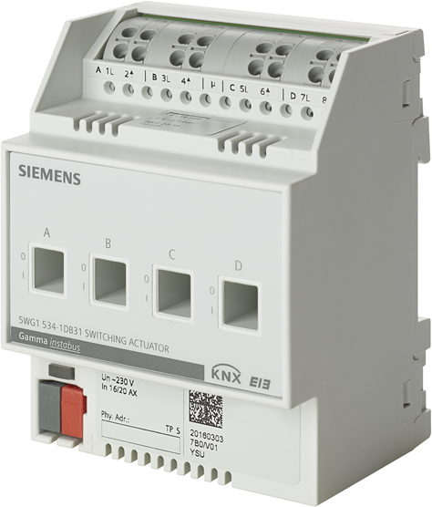 Актуатор изходи N530D31 4х 230Vac 6A 4DIN KNX Siemens