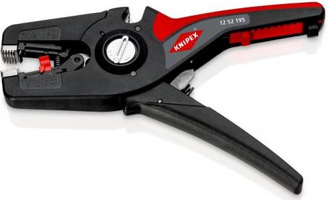 Клещи заголващи саморегулиращи PreciStrip, черно-фосфатирани, жило Ø0.08-16мм, черно-червена ръкохватка 195мм, Knipex