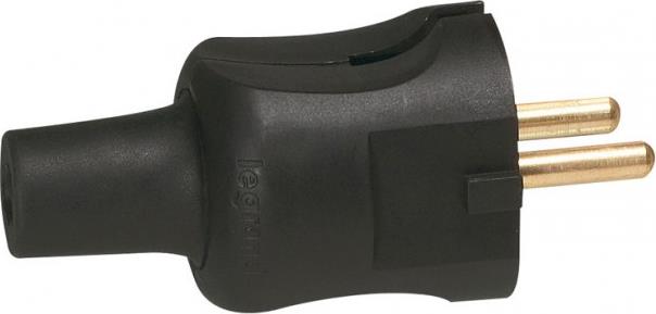 Щепсел черен 2P 16A гумиран за кабел 2х1.5мм2 цвят Черен Legrand