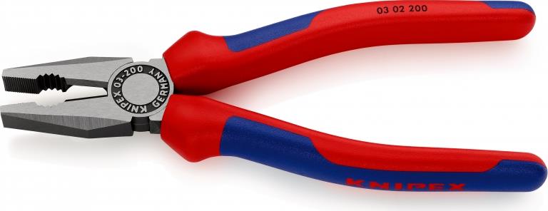 Комбинирани клещи, синьо-червена ръкохватка 200мм, Knipex