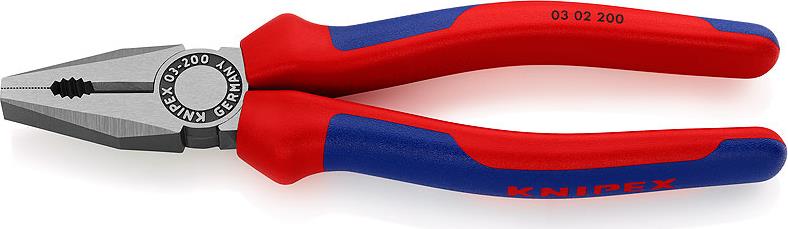 Комбинирани клещи, синьо-червена ръкохватка 200мм, Knipex