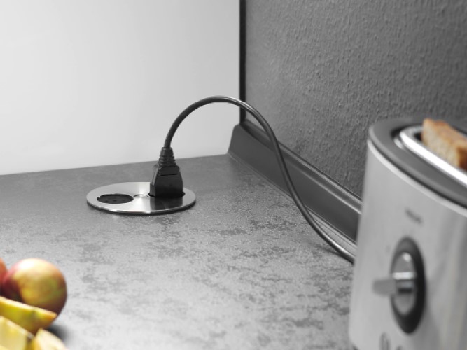 Модул TWIST с 2х Шуко, с кабел 2м, цвят Инокс, Bachmann