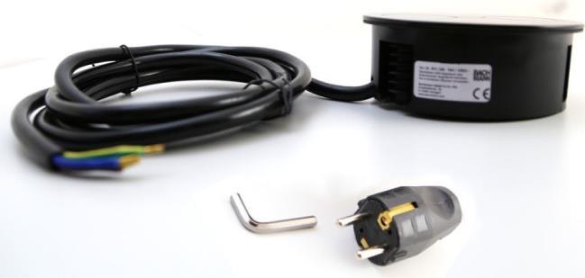 Модул TWIST с 2х Шуко, с кабел 2м, цвят Инокс, Bachmann