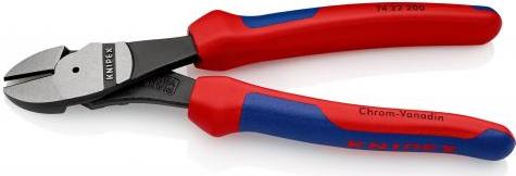 Клещи диагонални резачки под ъгъл 25˚ усилени, синьо-червена ръкохватка 200мм, Knipex