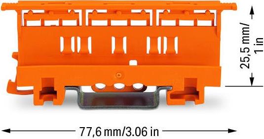 Държач за монтаж на клеми серия 221 - 4мм2 към DIN шина оранжев Wago 