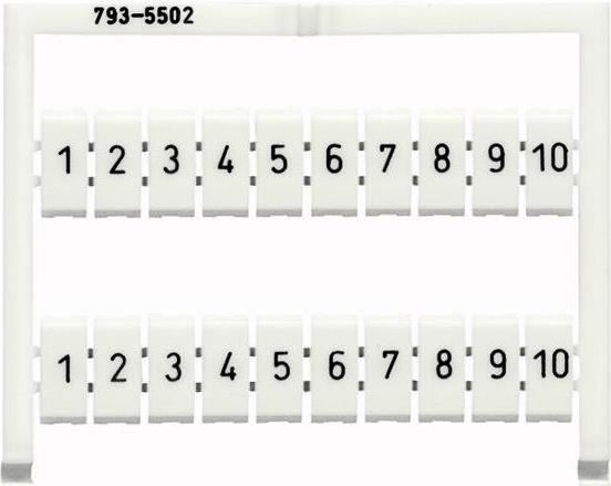 Маркировка БЯЛА НАДПИСАНА с цифри от 1 до 10 /блистер 100бр./ за редова клема TOPJOB® S Wago