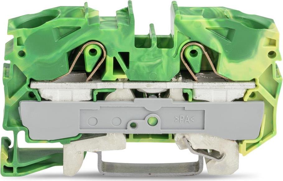 Редова клема ЖЪЛТО/ЗЕЛЕНА 16мм2 БЕЗВИНТОВА със заземителна връзка към основата съсерия TOPJOB® S Wago