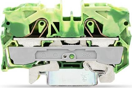 Редова клема ЖЪЛТО/ЗЕЛЕНА 10мм2 БЕЗВИНТОВА със заземителна връзка към основата съсерия TOPJOB® S Wago