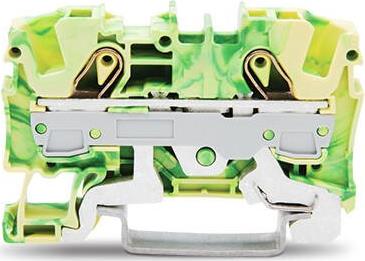 Редова клема ЖЪЛТО/ЗЕЛЕНА 6мм2 БЕЗВИНТОВА със заземителна връзка към основата съсерия TOPJOB® S Wago