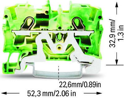 Редова клема ЖЪЛТО/ЗЕЛЕНА 4мм2 БЕЗВИНТОВА със заземителна връзка към основата съсерия TOPJOB® S Wago