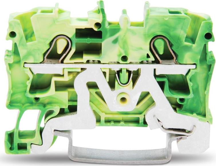 Редова клема ЖЪЛТО/ЗЕЛЕНА 4мм2 БЕЗВИНТОВА със заземителна връзка към основата съсерия TOPJOB® S Wago