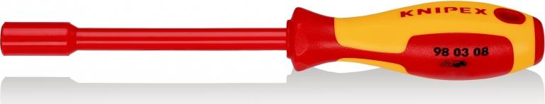 Отвертка за гайки 8, VDE 1000V жълто-червена ръкохватка 237мм, Knipex