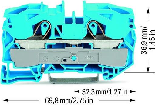 Редова клема СИНЯ 16мм2 БЕЗВИНТОВА серия TOPJOB® S Wago