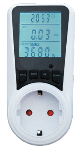 Измервател на мощност, двойна тарифа, LCD дисплей, проверка на мощност, напрежение, честота, ток, 16A, 3680W, 230V Commel