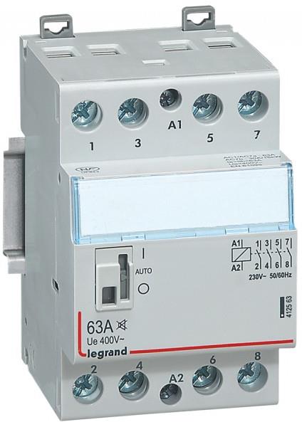 Модулен контактор с ръкохватка CX3, 63A 4NO 220V 3 модула БЕЗШУМЕН Legrand