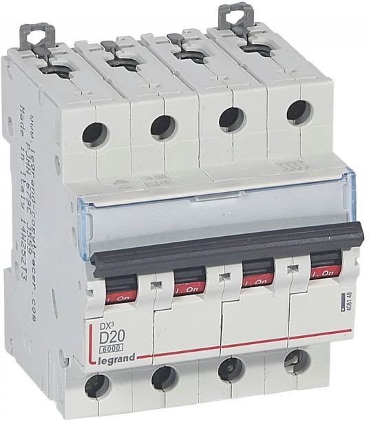 Автоматичен прекъсвач DX3 4P 20A крива D 6kA Legrand