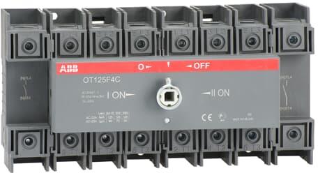 Разединител OT125F4C 125A 4P I-0-II за DIN монтаж без ръкохватка АВВ
