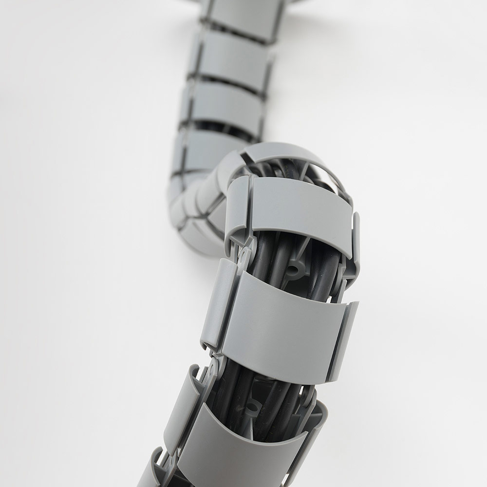 Кабелна спирала от под към бюро, 0.8м дължина, с метална основа и фиксатор към бюро, цвят Черен ABL