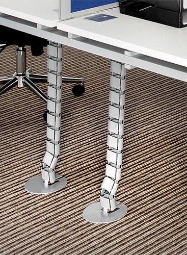 Кабелна спирала от под към бюро, 0.8м дължина, с метална основа и фиксатор към бюро, цвят Черен ABL