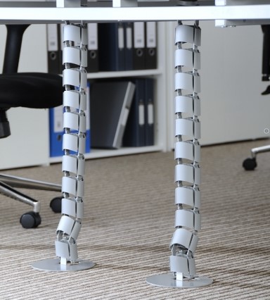 Кабелна спирала от под към бюро, 0.8м дължина, с метална основа и фиксатор към бюро, цвят Черен ABL