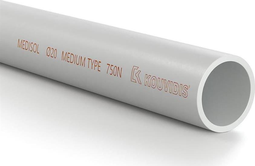 Твърда тръба вън. ф40мм вътр. ф36.0мм 750N клас 3341 цвят Сив UV стабилизирана MEDISOL 3м /9м/ Kouvidis