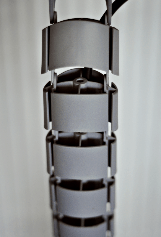 Кабелна спирала от под към бюро, 0.8м дължина, с метална основа и фиксатор към бюро, цвят Сив ABL