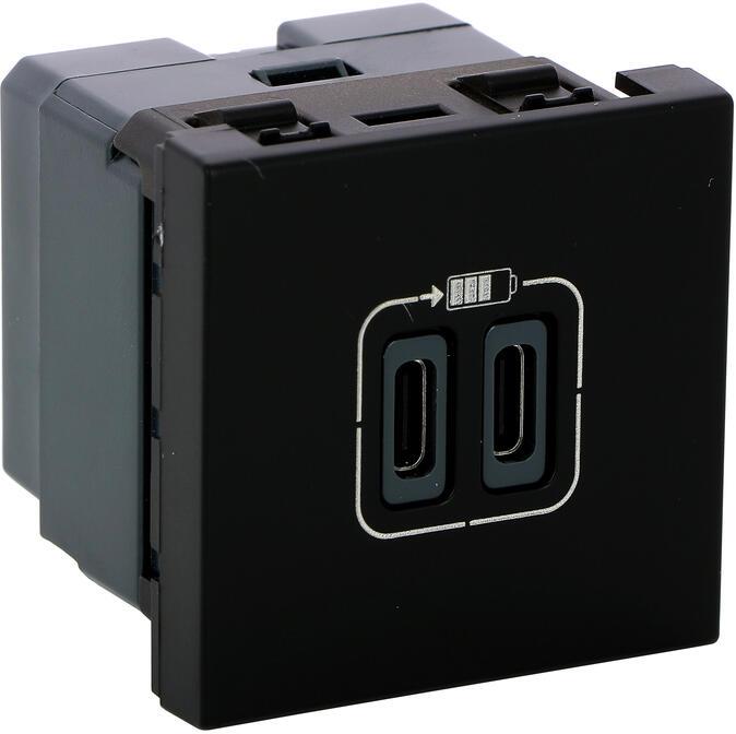 Розетка 2хUSB за зареждане тип C 3A 15W 2 мод. цвят Черен Mosaic Legrand