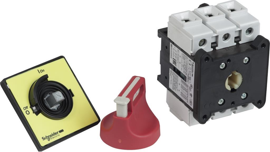 Пакетен превключвател 0-1 3P 63A IP65 червена ръкохватка Ø22,5mm SE