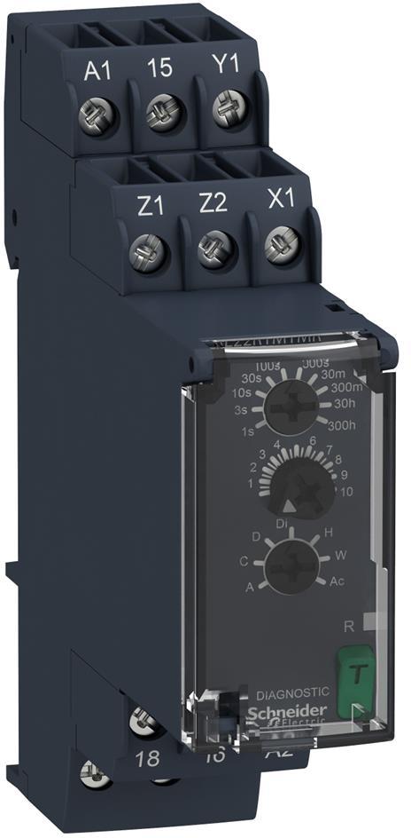 Реле за време, мултифункционално, 18x 0.05s...300h, 1c/o 8A, 24...240Vac/dc SE